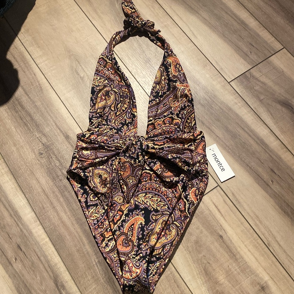 Montce One-Piece Swimsuit in Paisley with matching shorts